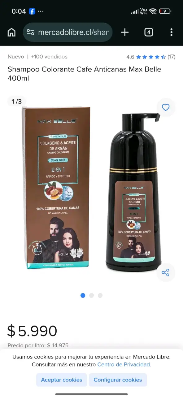 Shampoo colorante marrón cubre 100% canas - 2