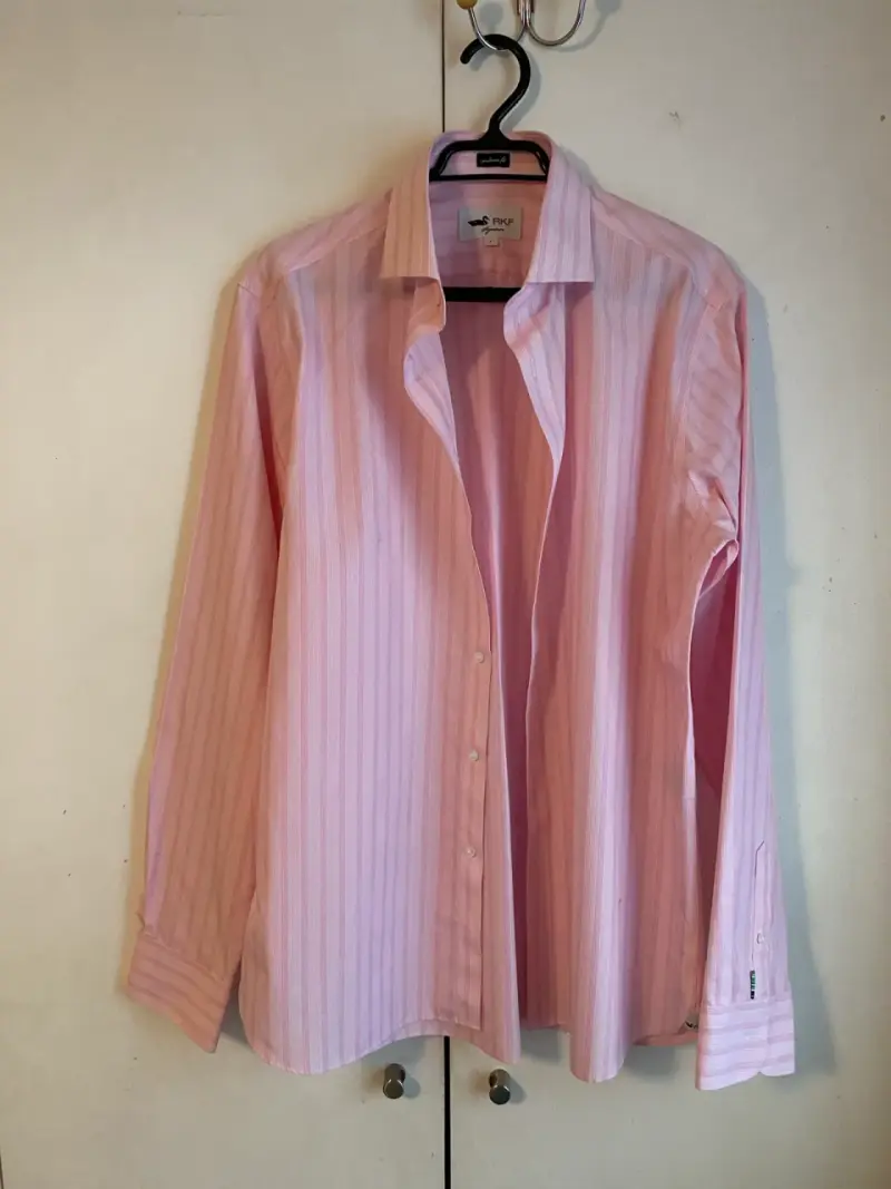 Camisa de vestir rosada a rayas RKF - 1