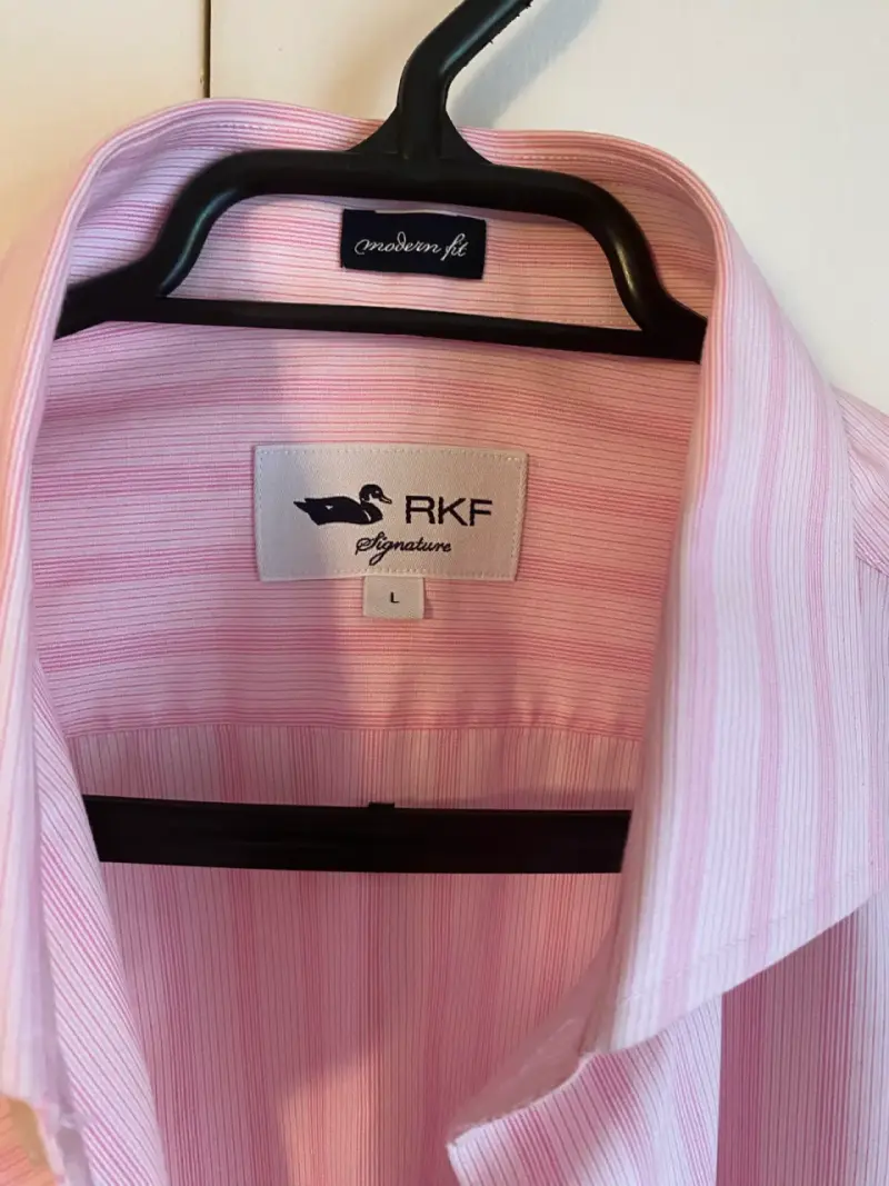 Camisa de vestir rosada a rayas RKF - 3