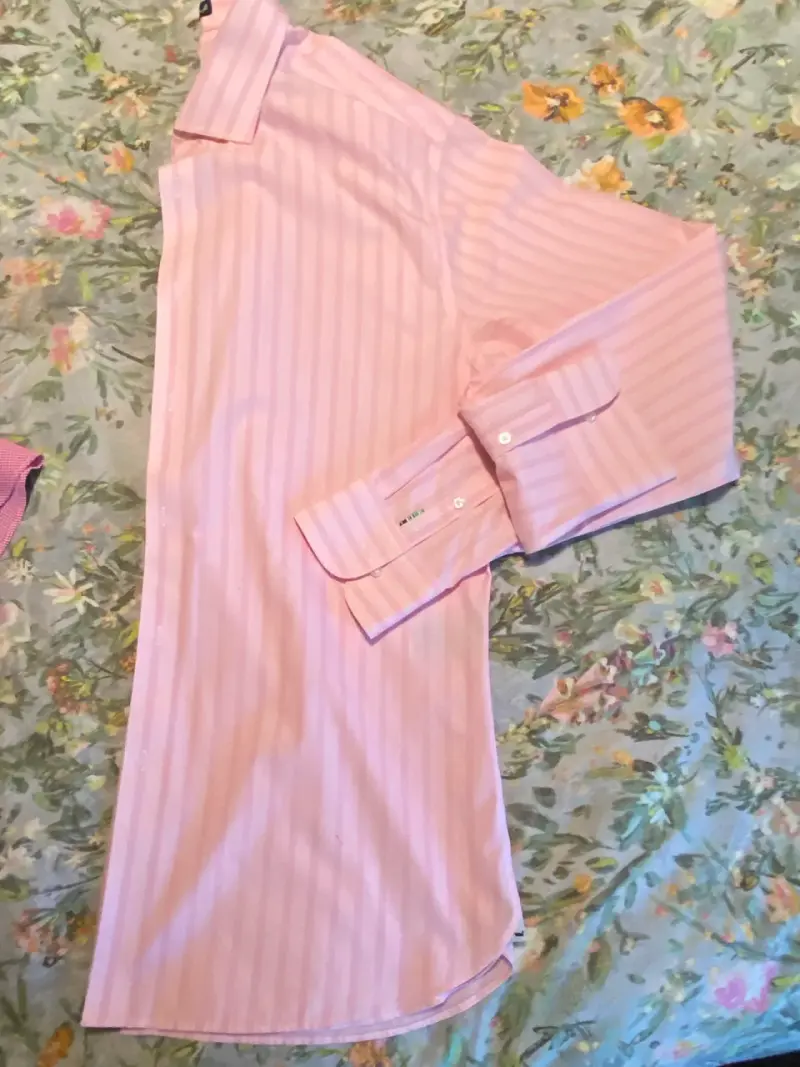 Camisa de vestir rosada a rayas RKF - 6