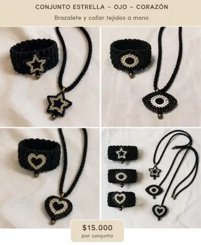 Conjunto de brazalete y collar tejido - miniatura 1