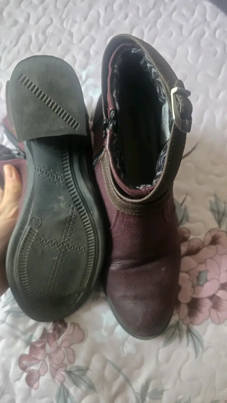 Botines de cuero color vino talla 38 - 2