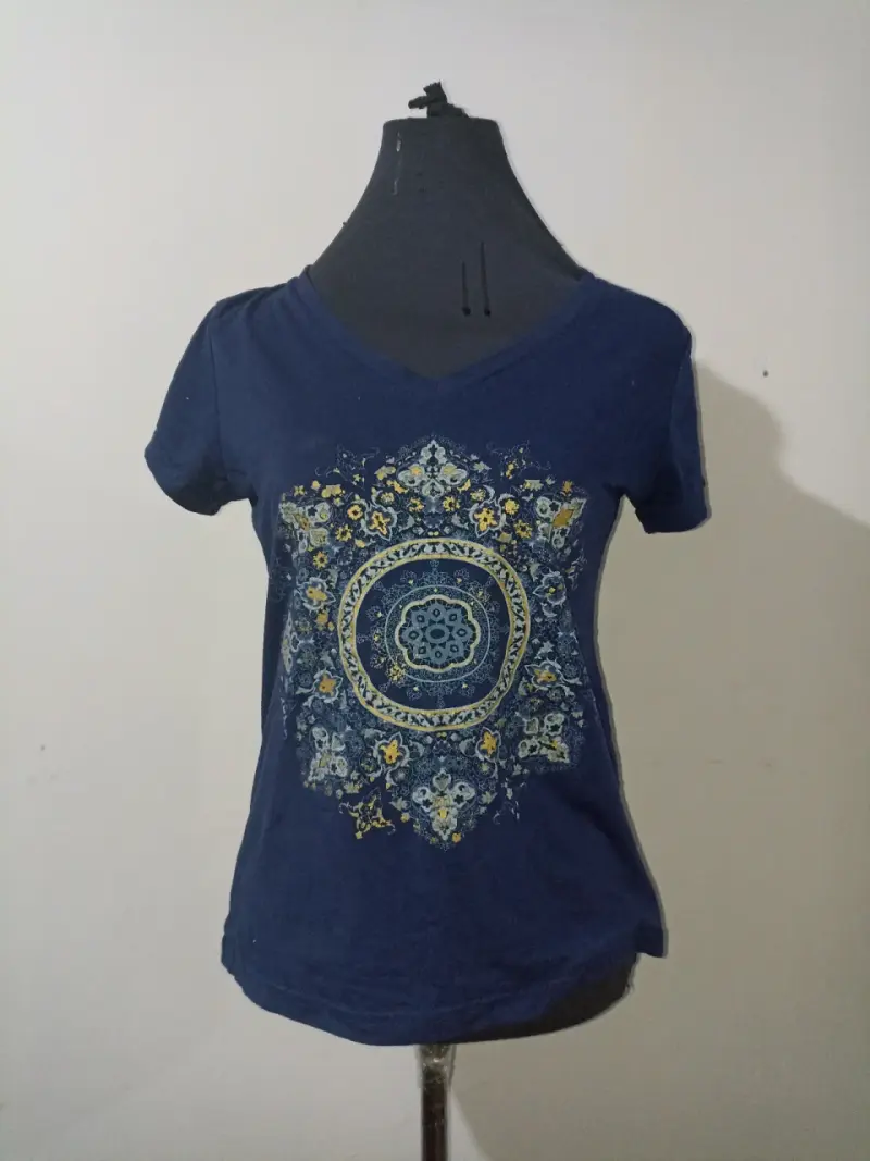 Polera azul con estampado