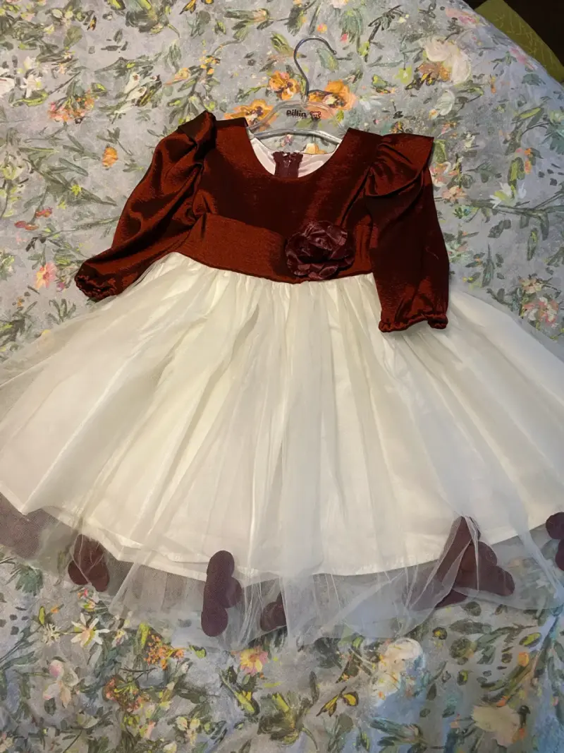 Vestido infantil burdeo y blanco (casa Blanca) - 6