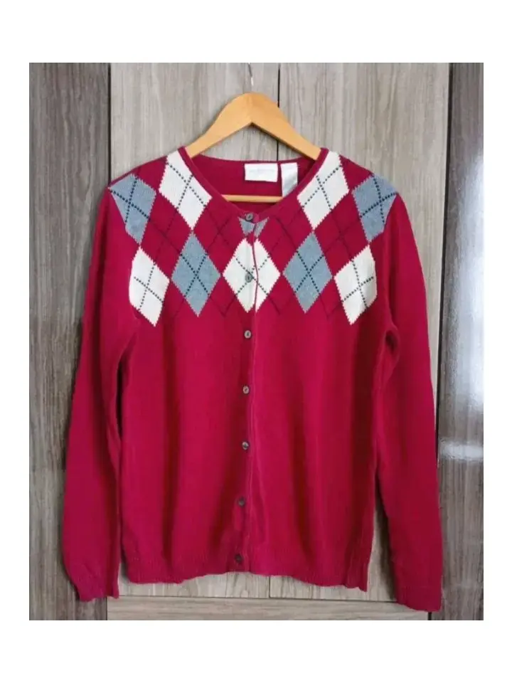 Chaleco rojo con diseño argyle - 1