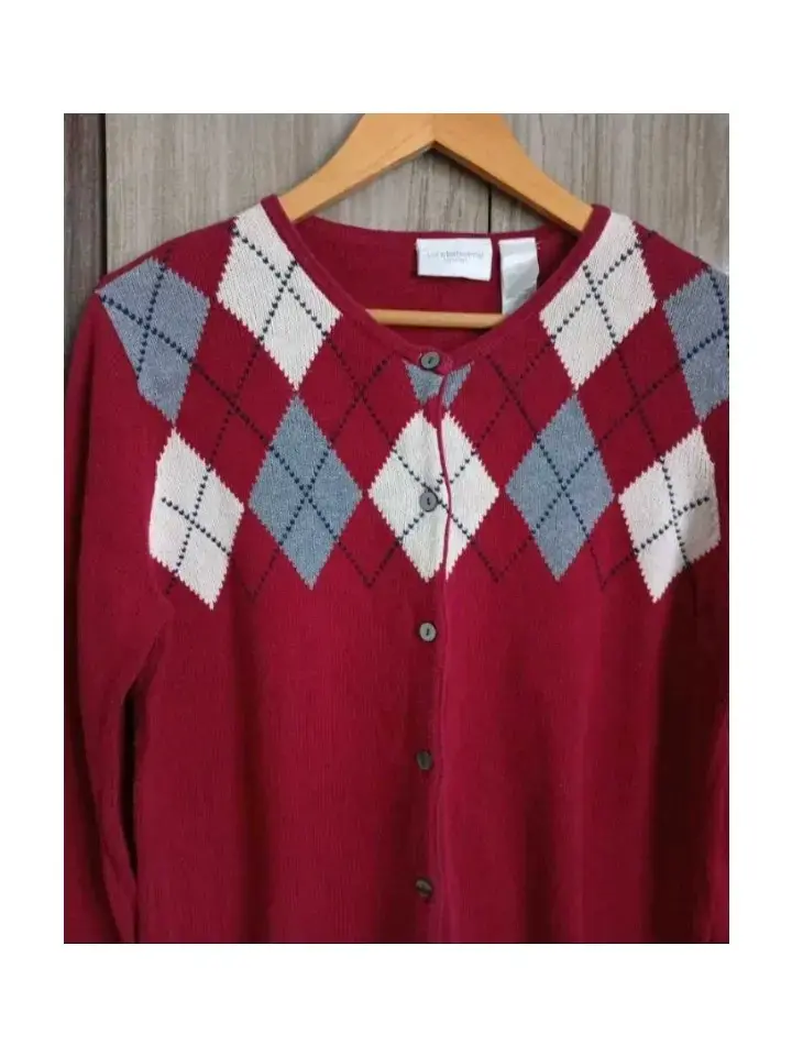 Chaleco rojo con diseño argyle - 2