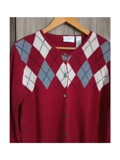 Chaleco rojo con diseño argyle - miniatura 2