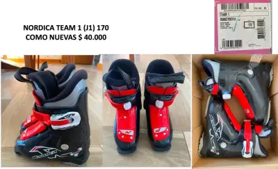 Botas de esquí negras y rojas - miniatura 2