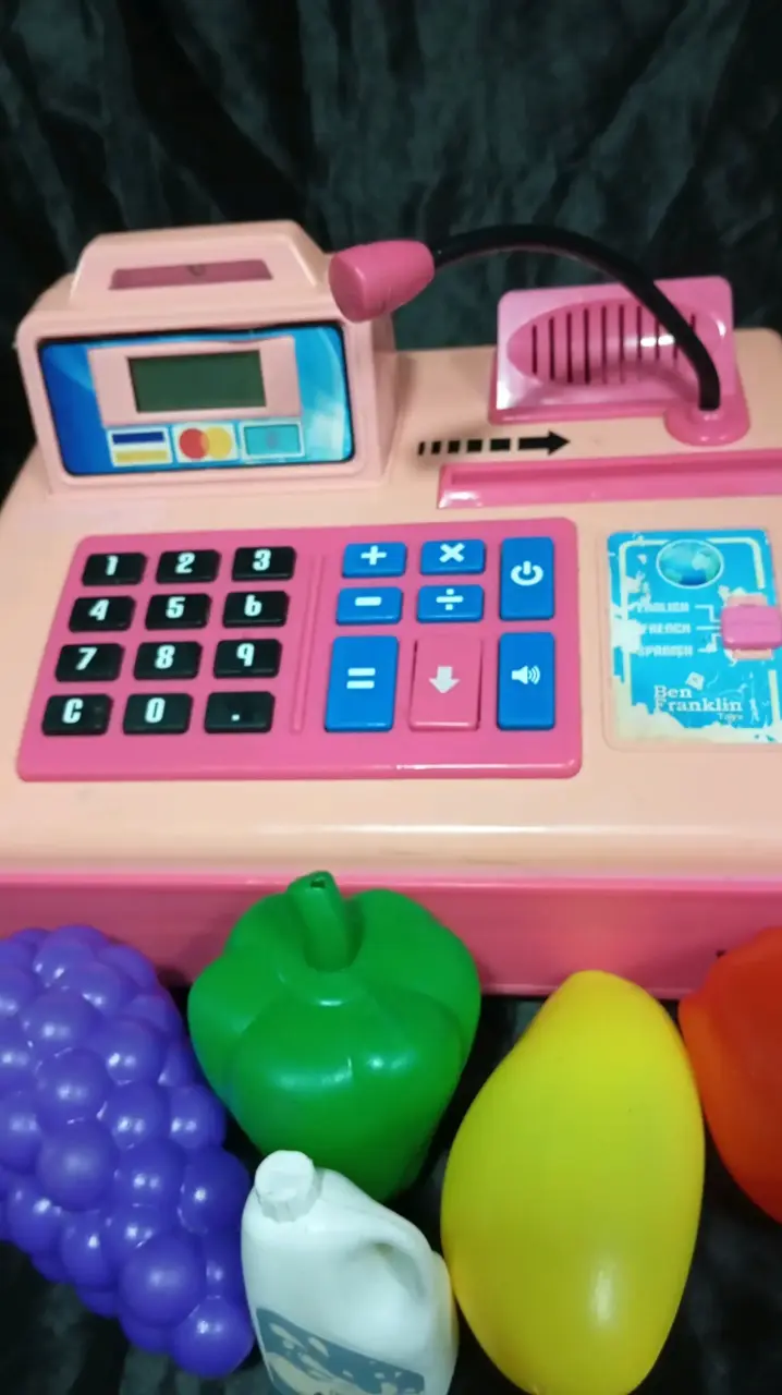 Caja registradora de juguete  y azul con acces - 1