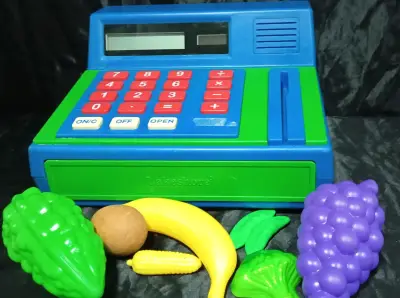 Caja registradora de juguete  y azul con acces - miniatura 2