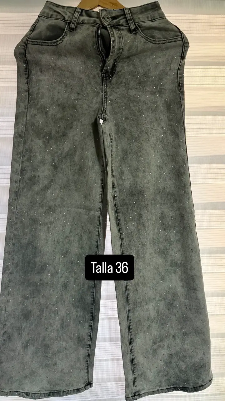 Pantalón jeans gris talla 36 - 1