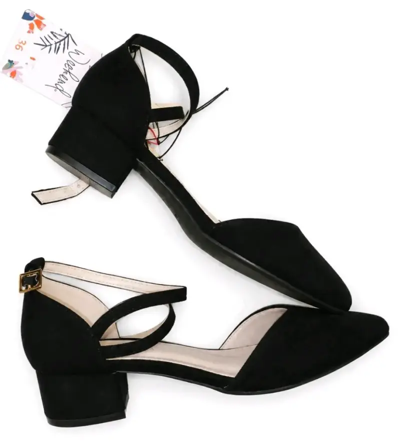 Estilo negro de tacón zapatos - 2