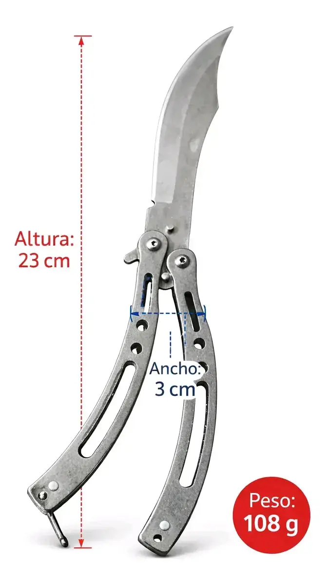 Cuchillo navaja mariposa de acero inoxidable - 1