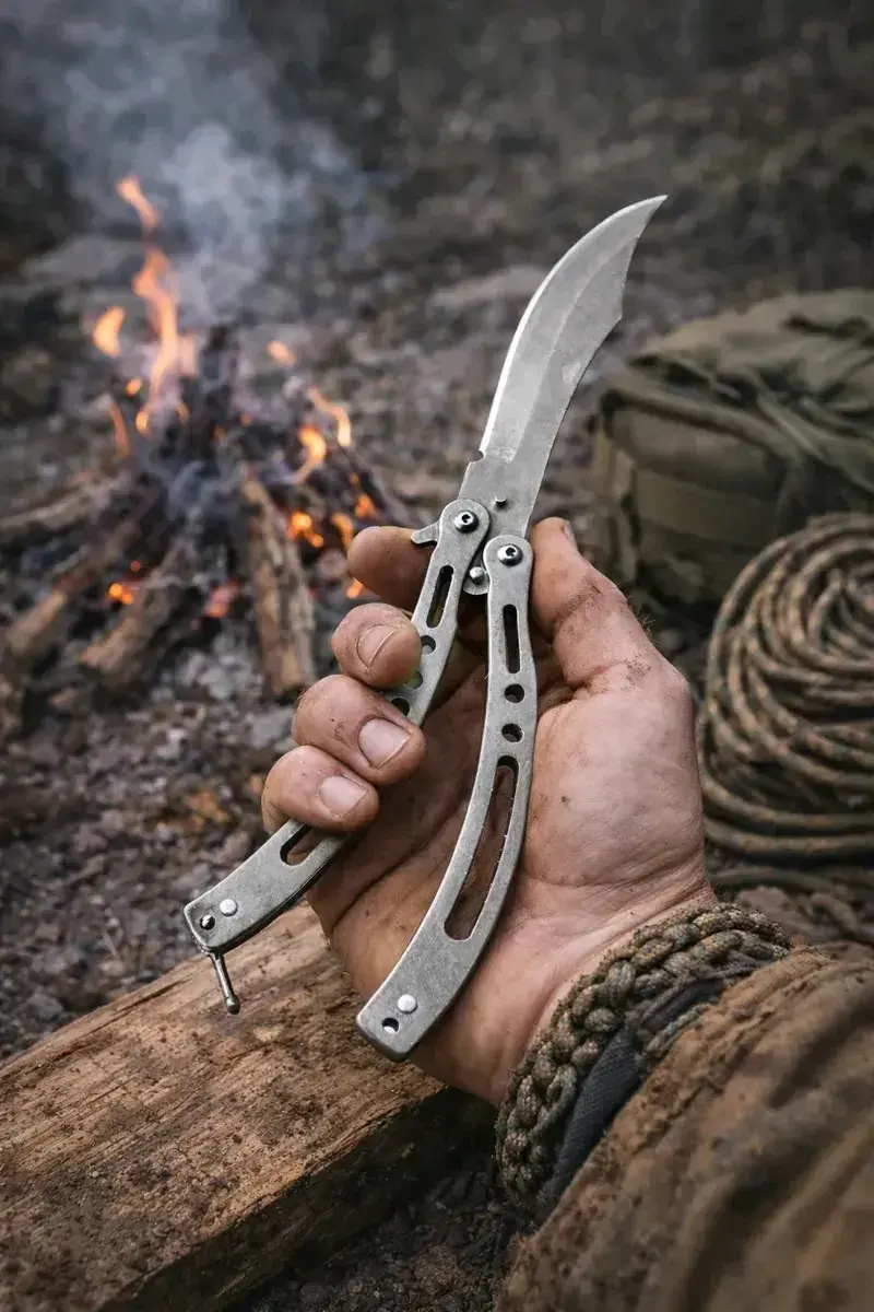 Cuchillo navaja mariposa de acero inoxidable - 3