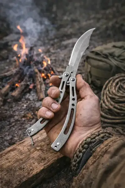 Cuchillo navaja mariposa de acero inoxidable - miniatura 3