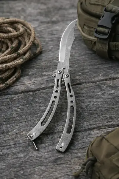 Cuchillo navaja mariposa de acero inoxidable - miniatura 4