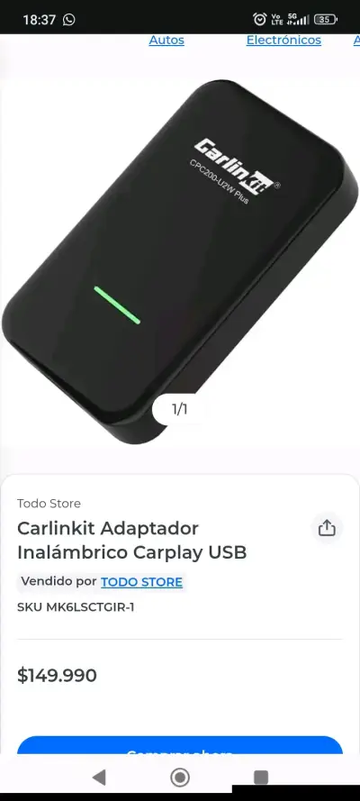 Adaptador Inalámbrico Carlinkit USB - miniatura 1