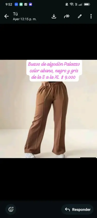 Buzos Palazzo algodón negro ,  gris y abano - miniatura 3