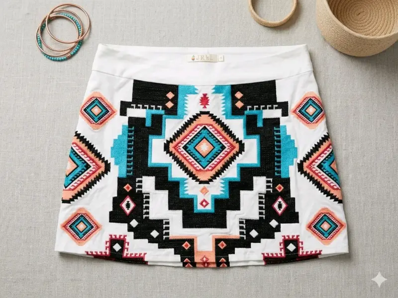 Falda estampada étnica multicolor