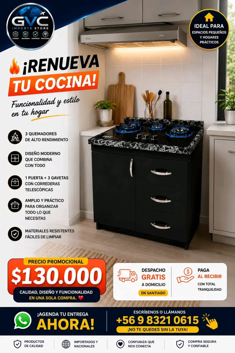 Mueble de Cocina con Encimera 3 quemadores - 1