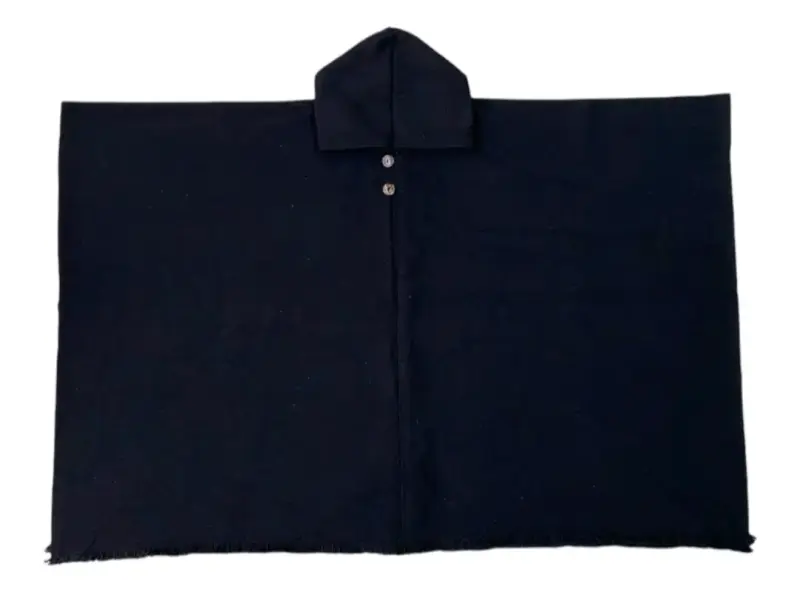 Poncho lana de alpaca negro con capucha - 2