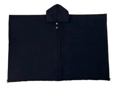 Poncho lana de alpaca negro con capucha - miniatura 2