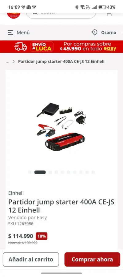 Partidor jump starter 400A Einhell - miniatura 1