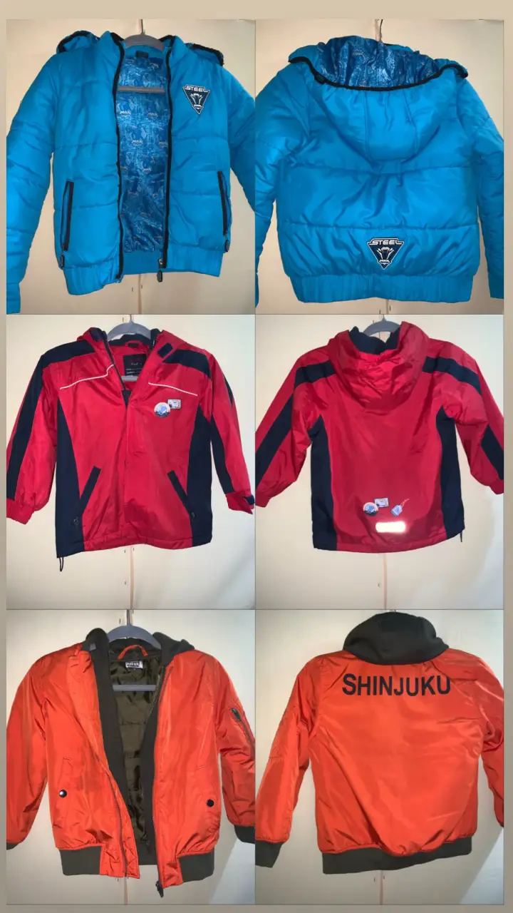 Parka de niño azul con capucha - 1
