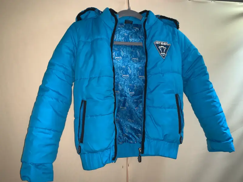 Parka de niño azul con capucha - 2