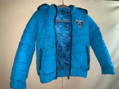Parka de niño azul con capucha - miniatura 2