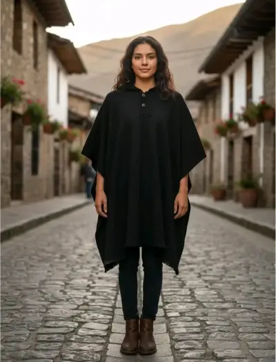 Poncho lana de alpaca Unisex Talla unica - miniatura 1