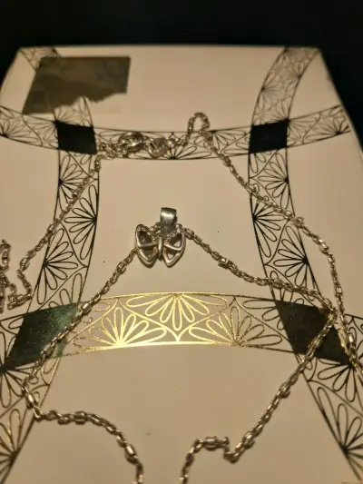 Collar de plata con dije de mariposa - miniatura 1
