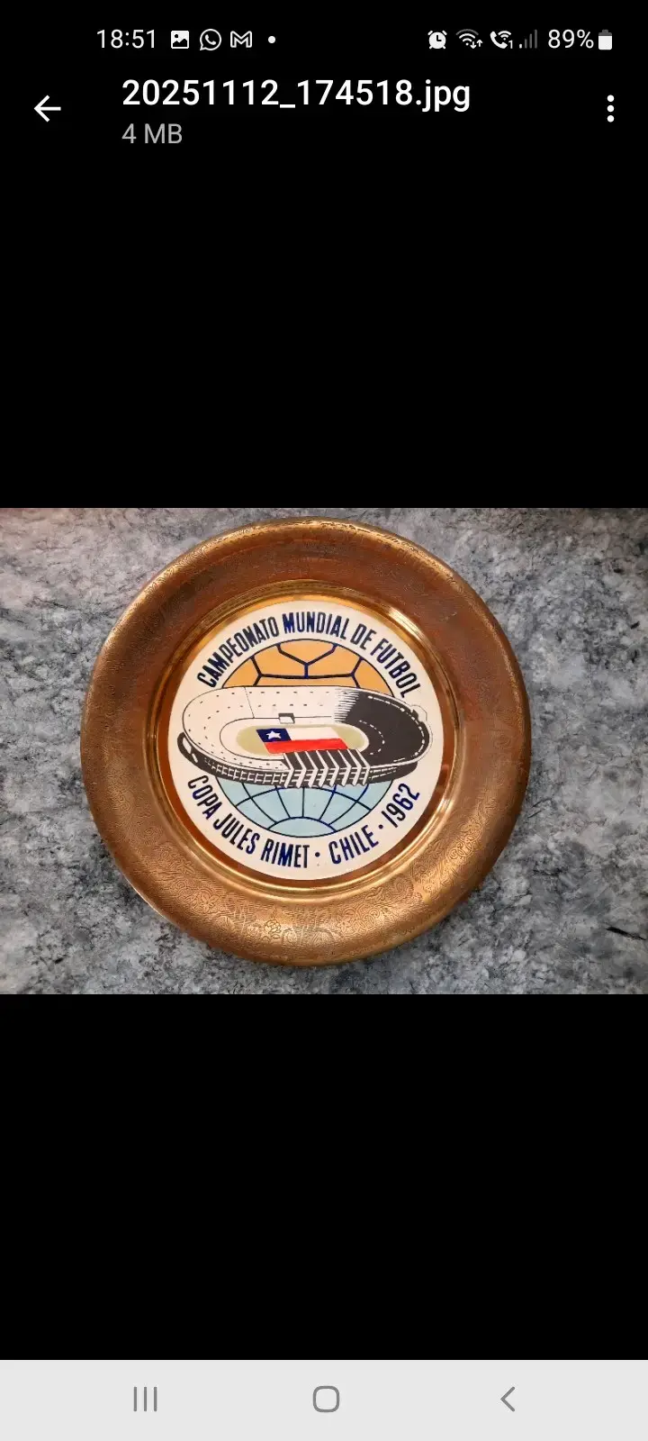 ANTIGUEDAD RECUERDO MUNDIAL FUTBOL CHILE 1962 - 2