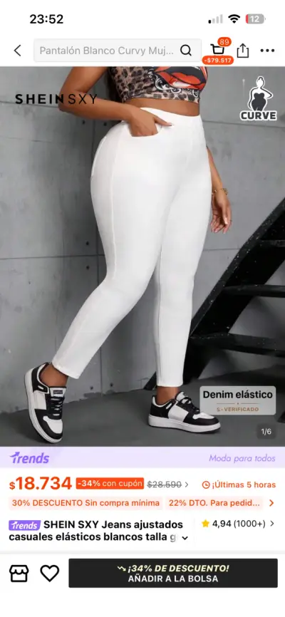 Jeans blancos ajustados elásticos SHEIN curve 3XL - miniatura 1