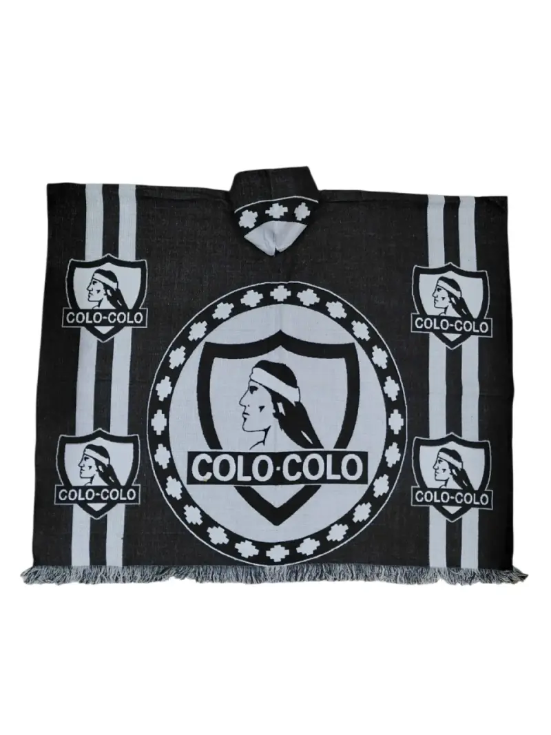 Poncho Colo-Colo blanco y negro lana de alpaca - 2