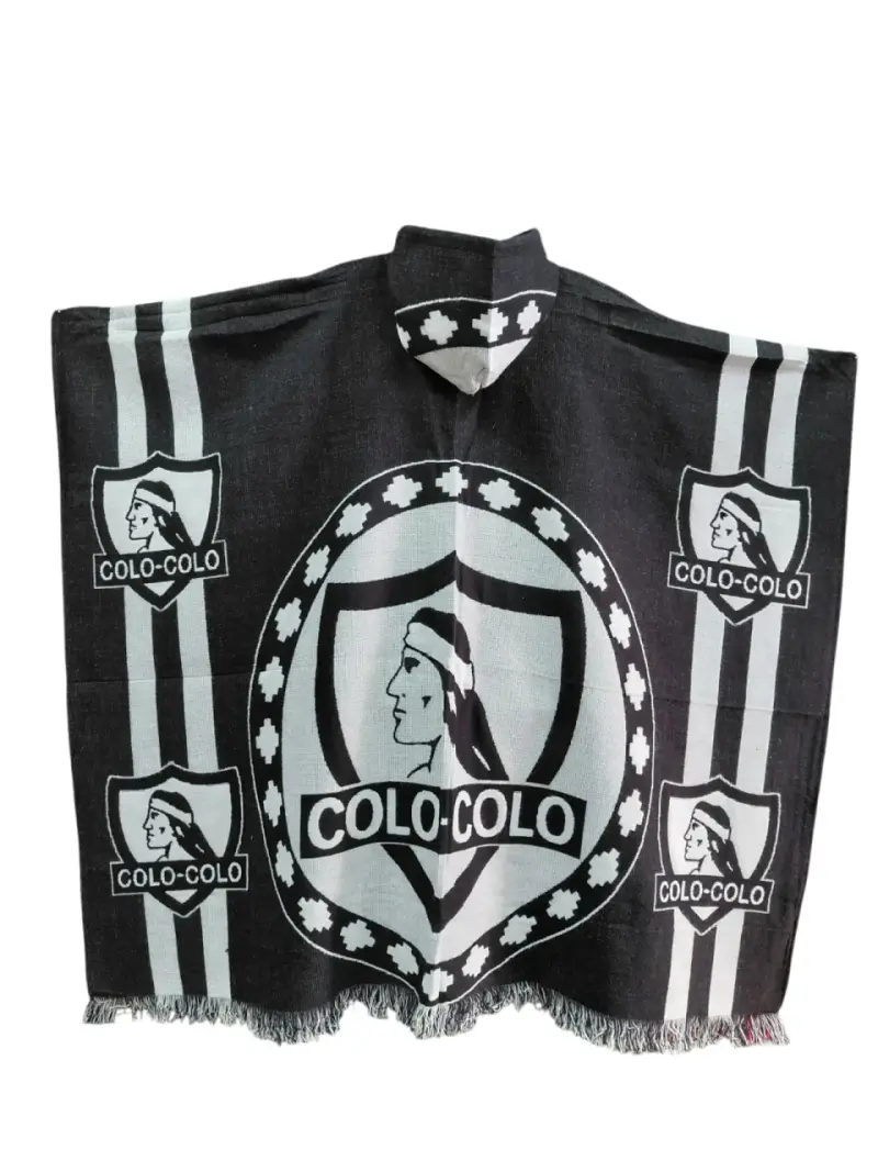 Poncho Colo-Colo blanco y negro lana de alpaca - 4