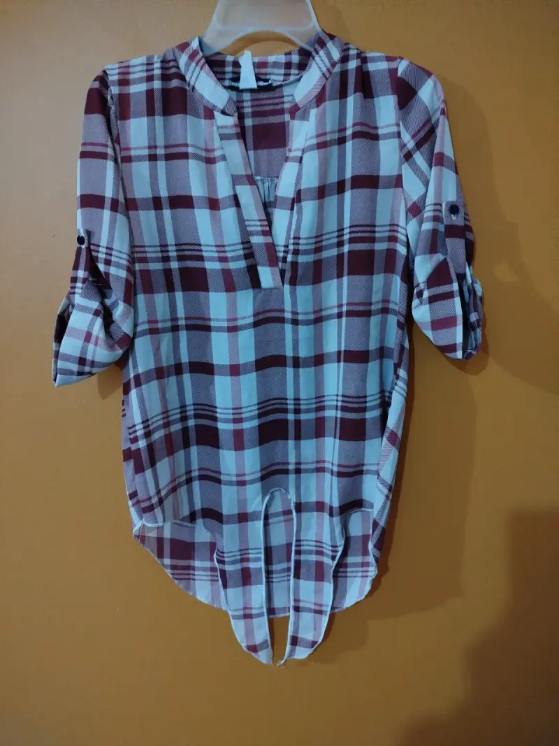 Blusa a cuadros manga 3/4 - 2