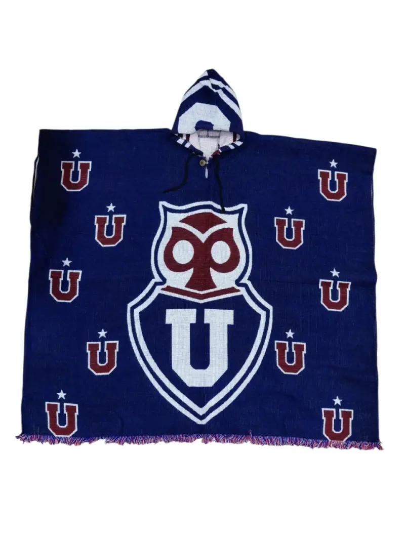 Poncho azul Universidad de Chile lana de alpaca - 1