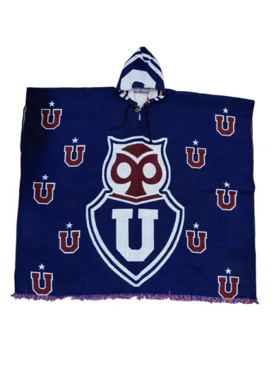 Poncho azul Universidad de Chile lana de alpaca - miniatura 1