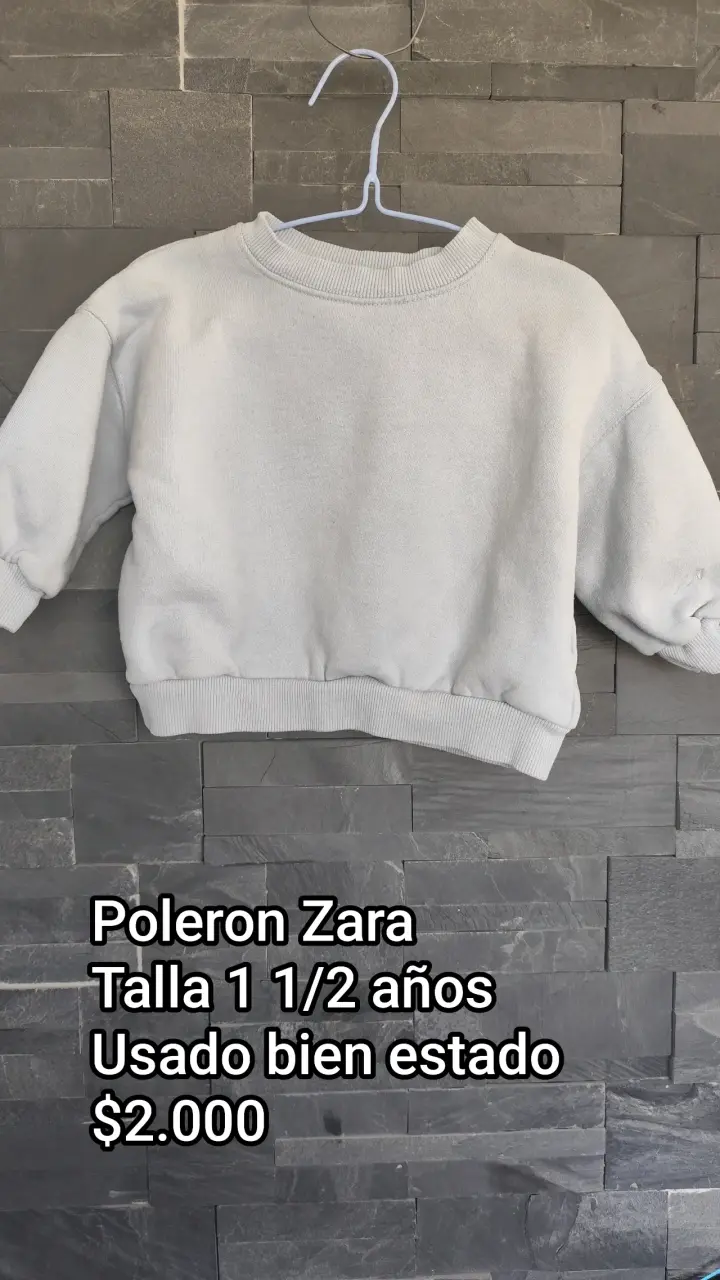Polerón blanco Zara talla 1 1/2 años