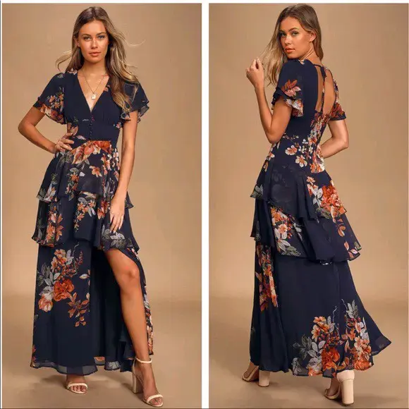 Vestido floral azul elegante - 2