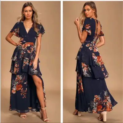 Vestido floral azul elegante - miniatura 2