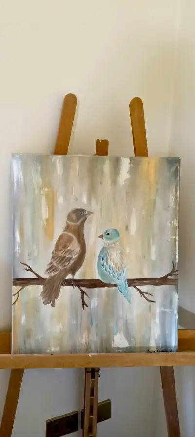 Cuadro de pájaros pintado a mano - miniatura 1