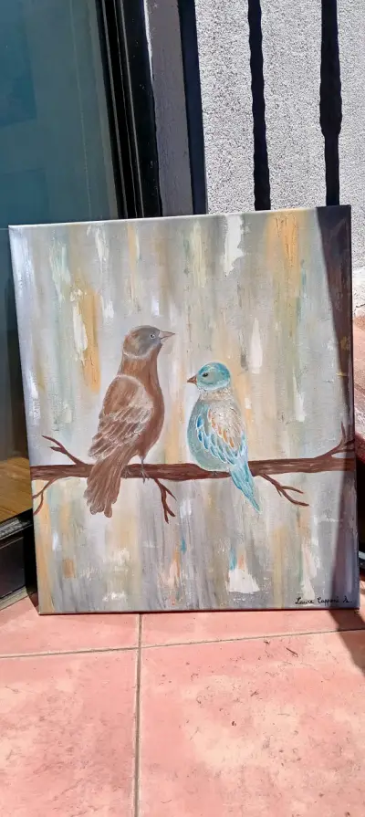 Cuadro de pájaros pintado a mano - miniatura 2
