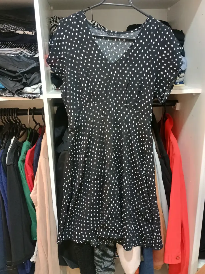 Vestido rayado beige y negro - 2