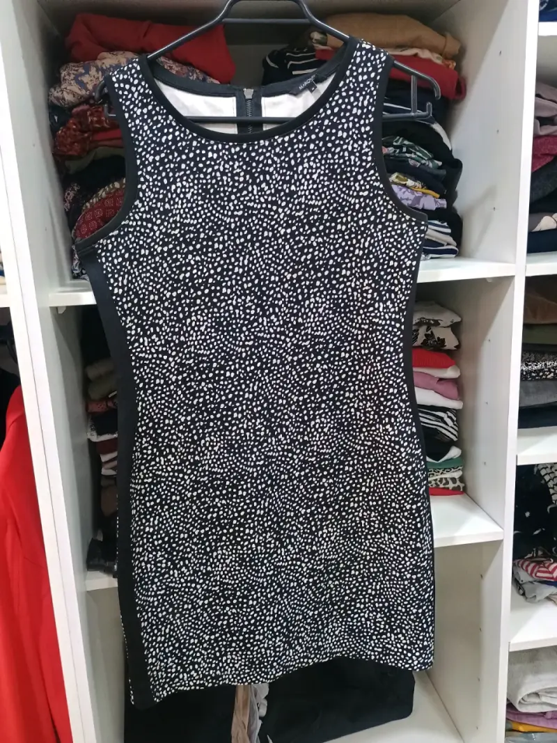 Vestido rayado beige y negro - 5