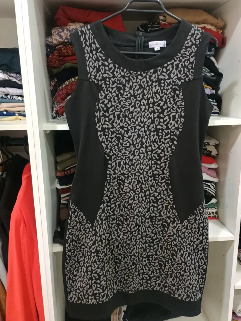 Vestido rayado beige y negro - 6