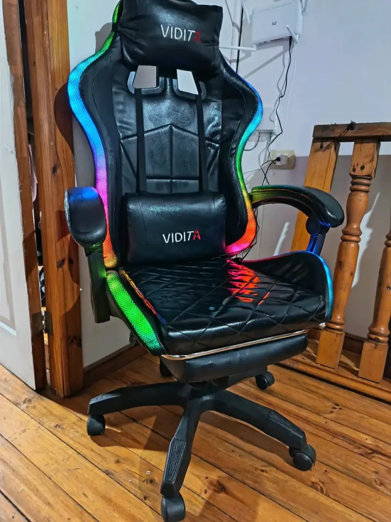 Silla gamer Vidita negra con luces led incorporad - 2