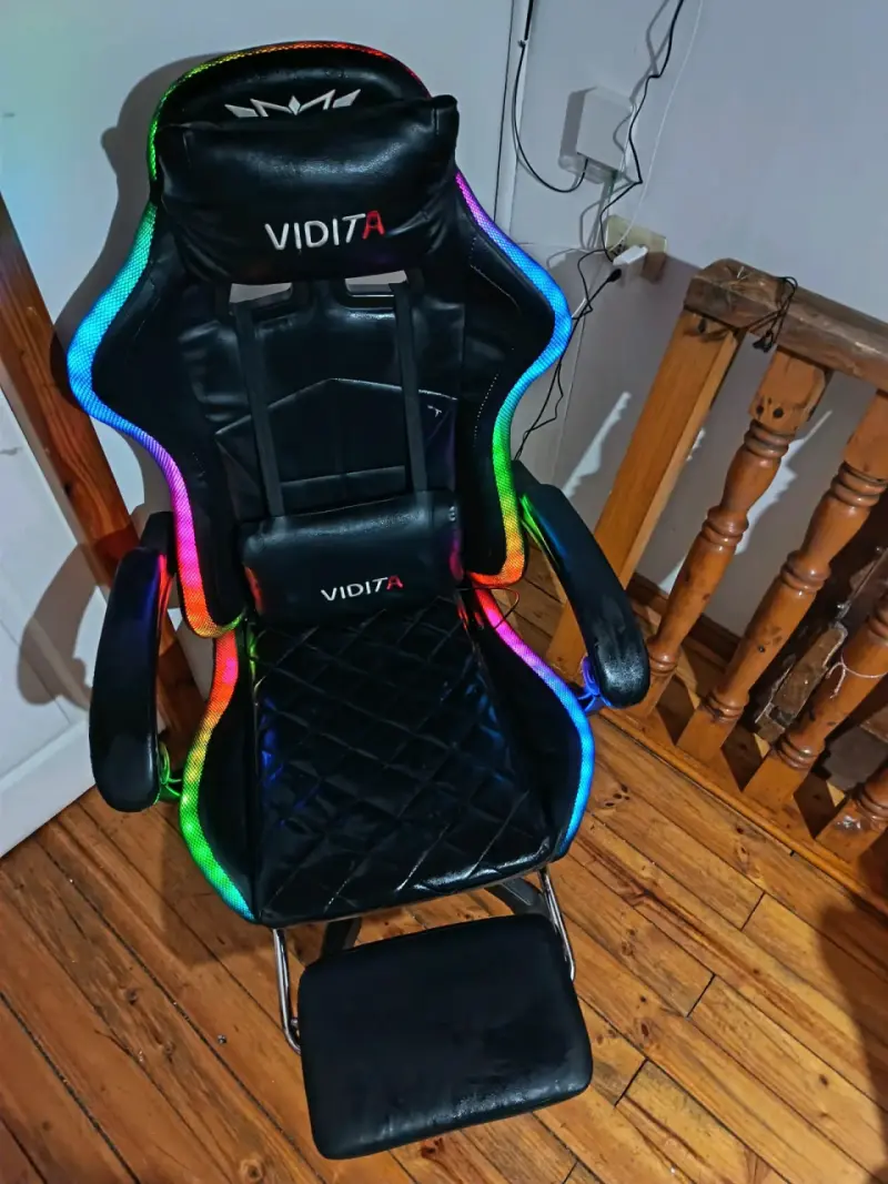 Silla gamer Vidita negra con luces led incorporad - 3