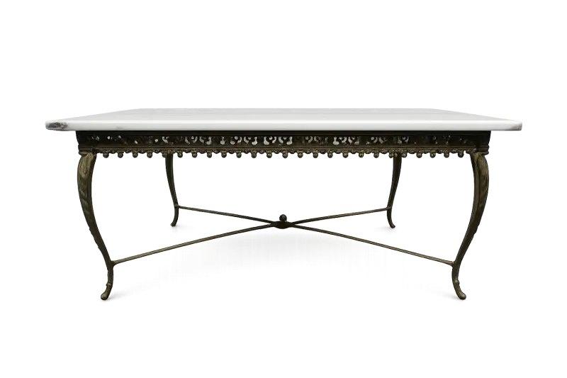 Mesa de mármol con base de metal - 1